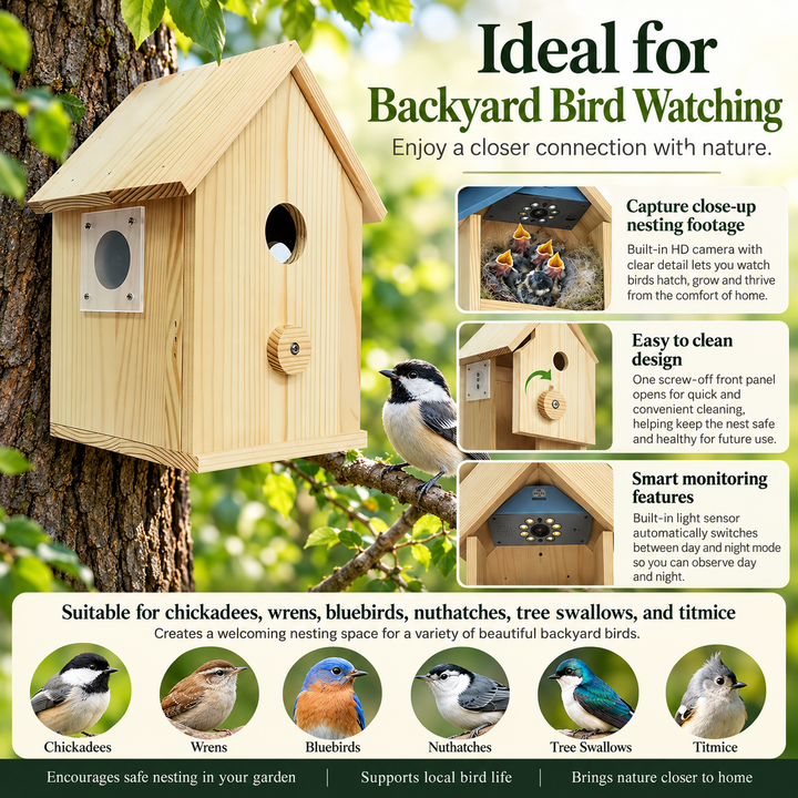 Bird Box Camera Smart WiFi Wildlife Camera Nest Box Night Vision