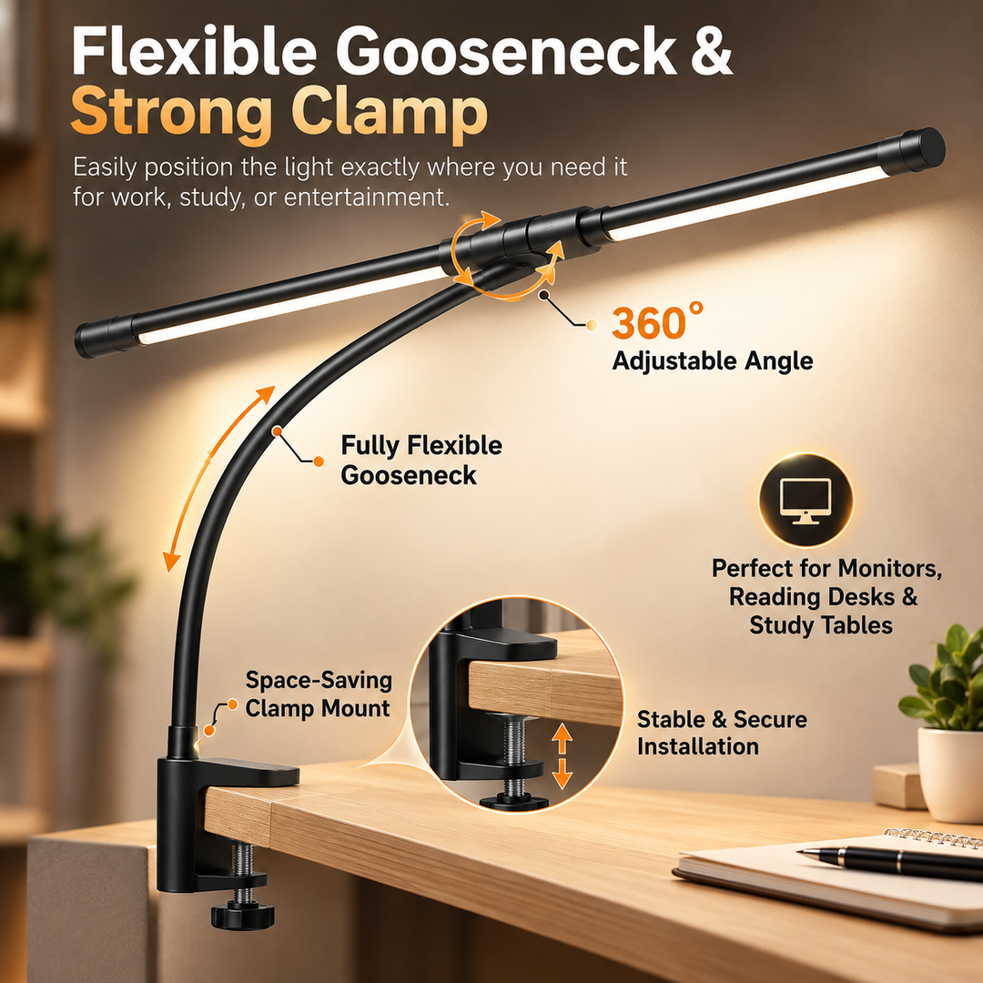 Double Head LED Desk Lamp Dimmable Eye Care Light for Study