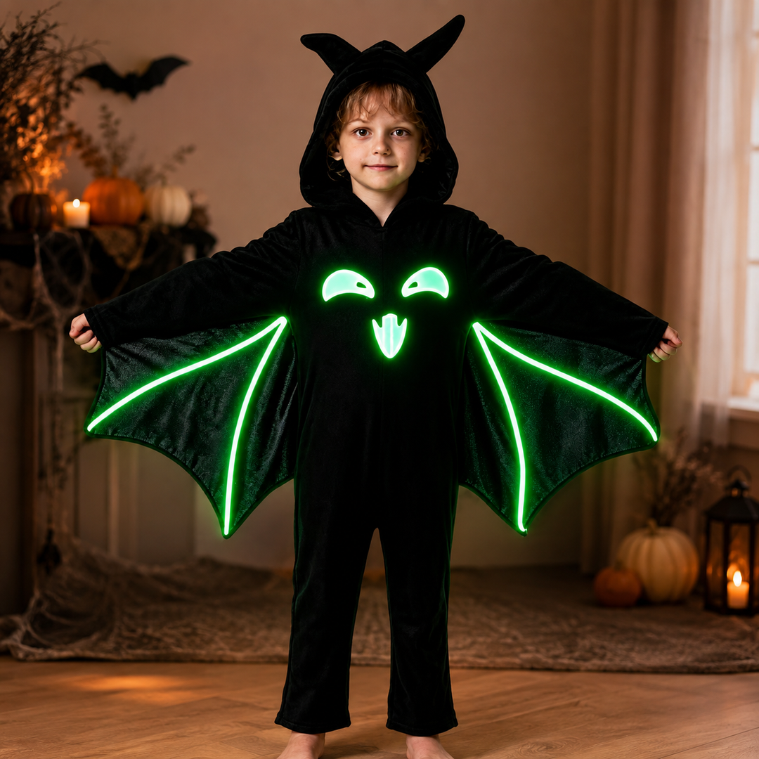 Kids Bat Costume Glow in the Dark Cape Cloak Halloween