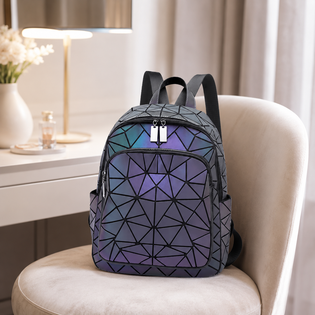 Luminous PVC Holographic School Backpack Geometric Teenage Girls Travel Fashion