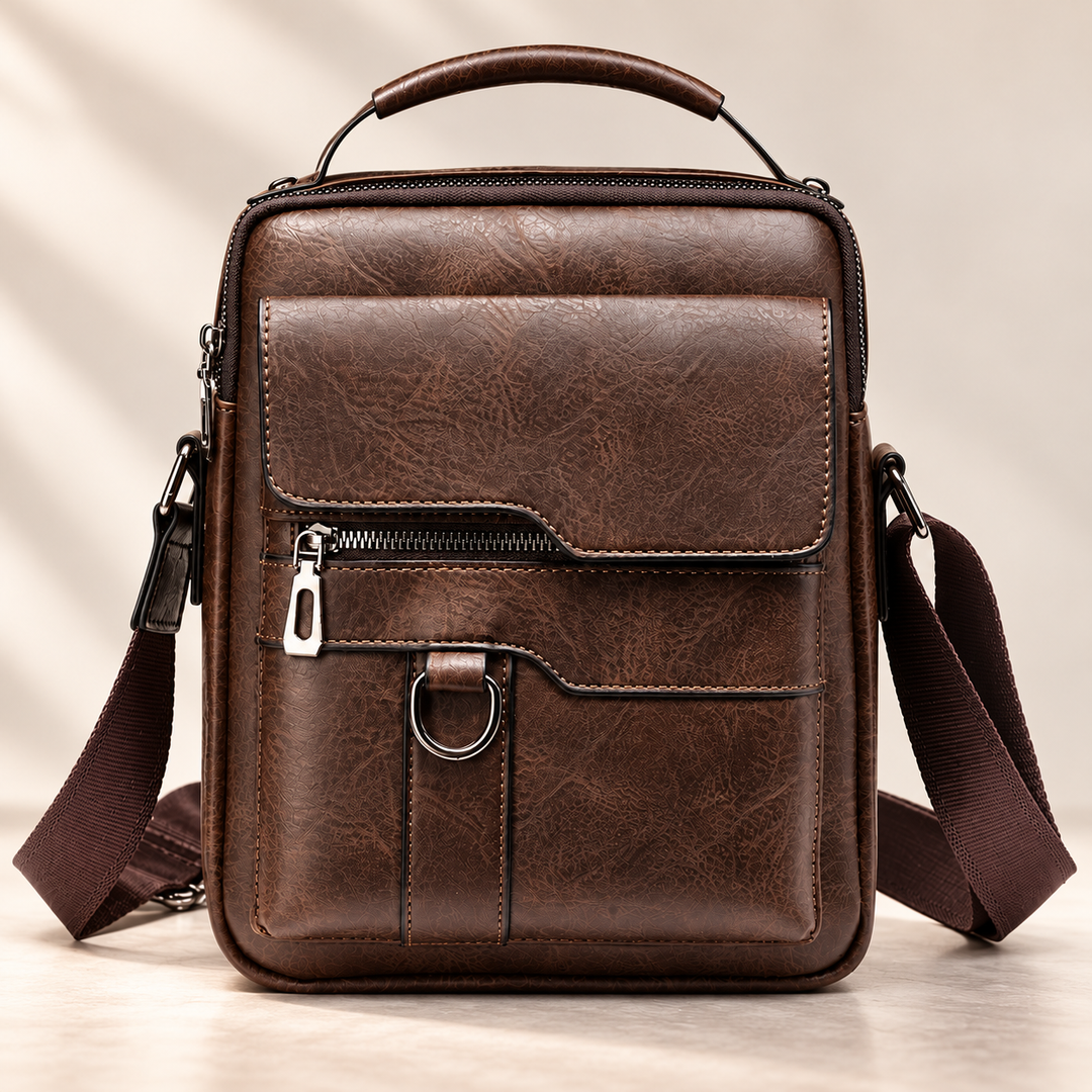 Mens Genuine Leather Shoulder Bag Crossbody Messenger Bag