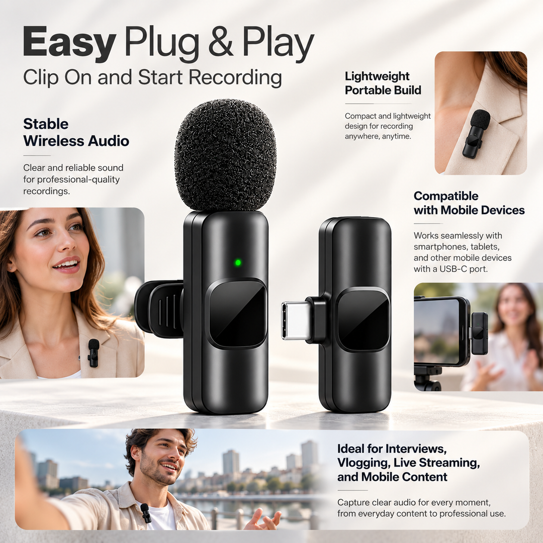 Mini Wireless Lavalier Microphone for Phone Content Creators
