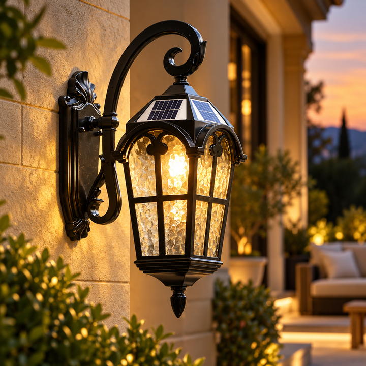 Solar Outdoor Wall Light Waterproof Vintage Lantern Remote