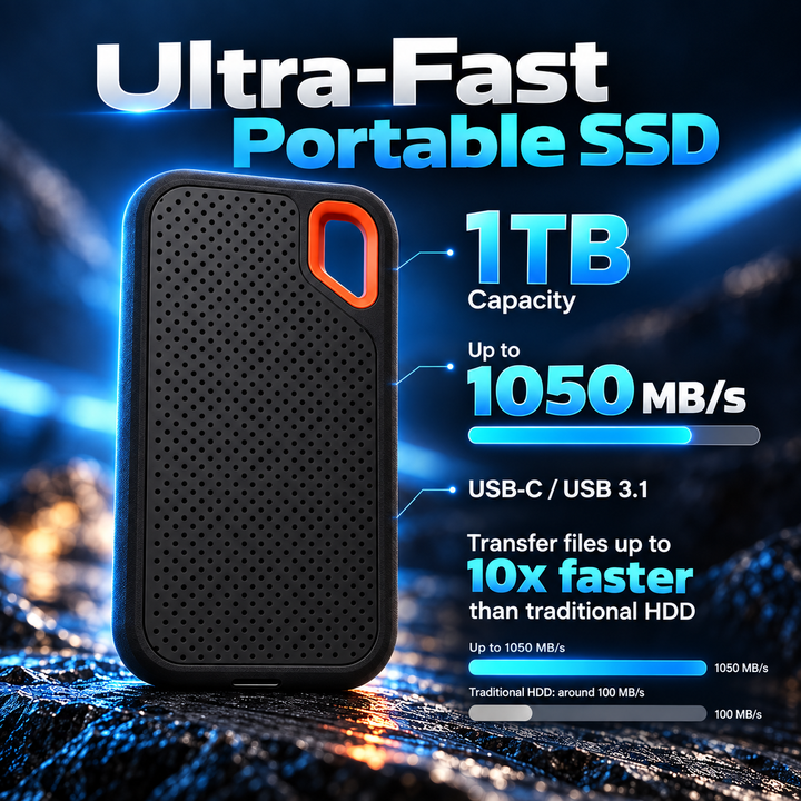 1TB External SSD Portable USB 3.1 Solid State Drive for PC Mac Phone