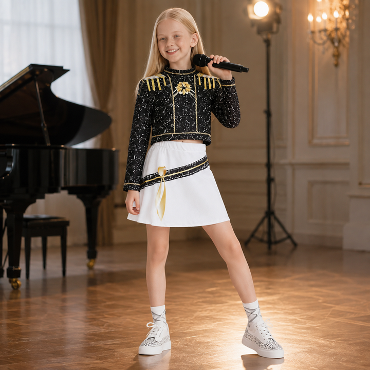 Girls Sparkle Star Print Performance Costume Set Halloween