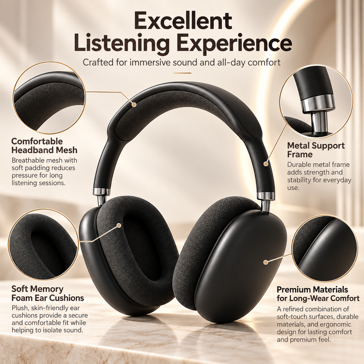 Wireless Bluetooth Headphones HiFi Stereo Active Noise Cancelling