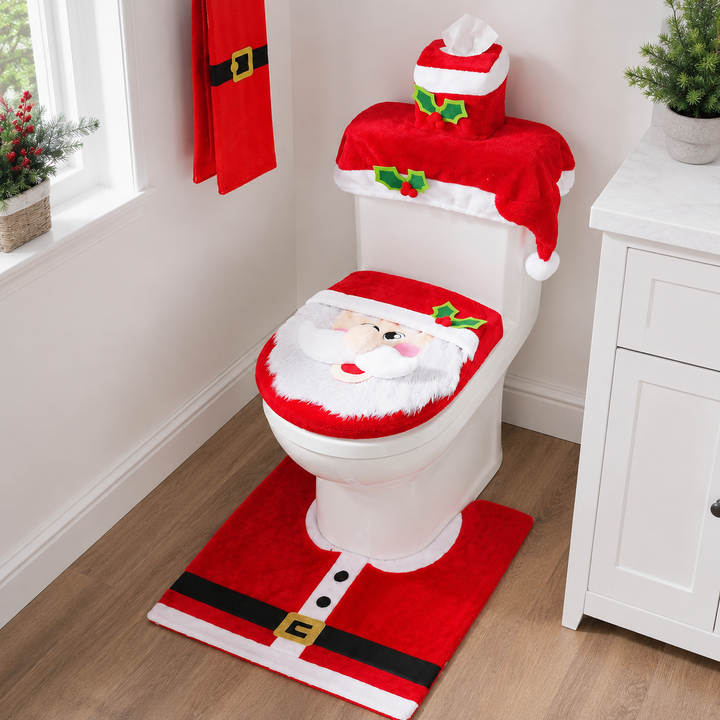 Christmas Bathroom Decoration Set 5 Piece Santa Decor