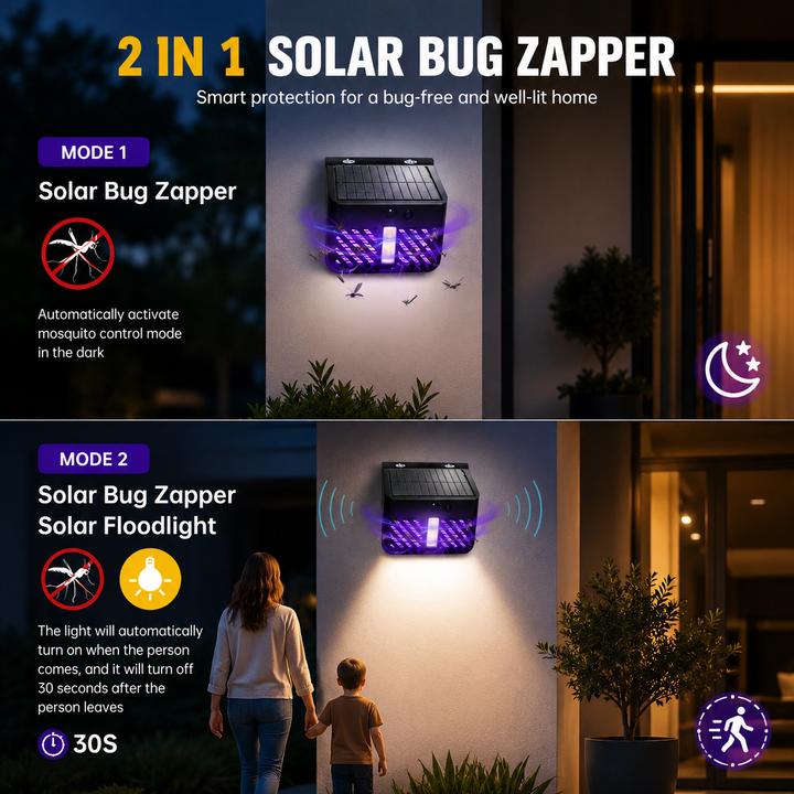 Solar Bug Zapper LED Light Outdoor Mosquito Killer Fly Trap