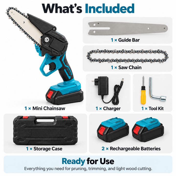 Cordless Electric Chainsaw Lightweight Rechargeable Mini Saw