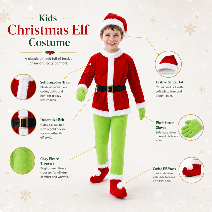 Boys Grinch Christmas Costume with Boot Covers Kids Fancy
