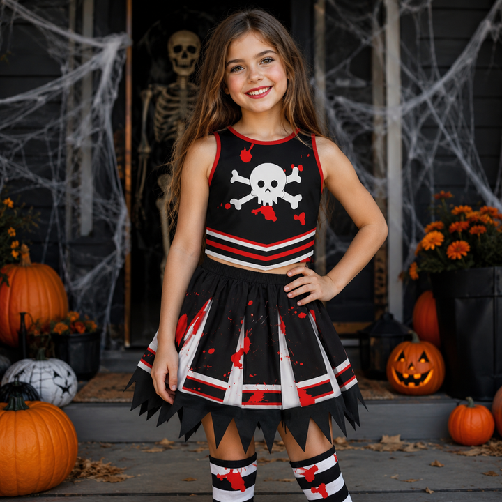 Kids Zombie Cheerleader Costume Halloween Performance Set
