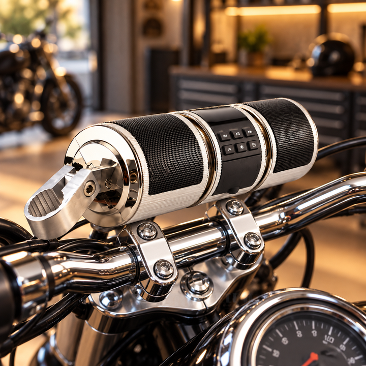 Motorcycle Handlebar Bluetooth Speakers Waterproof Audio MP3 LED