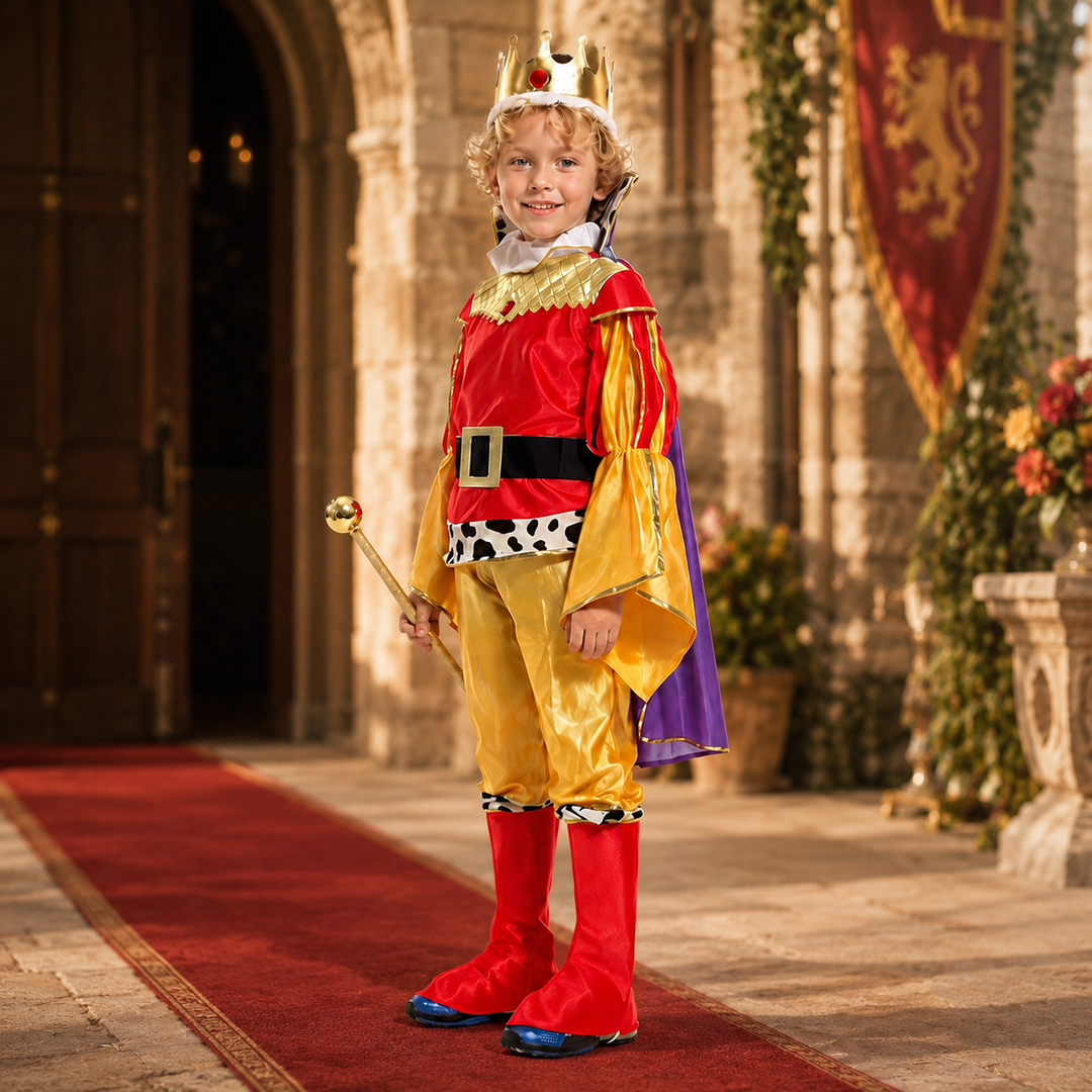 Kids King Costume Set with Crown and Cape Halloween