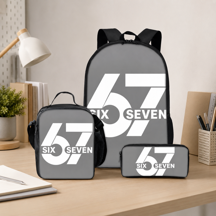 Six Seven 67 Kids 3-Piece School Backpack Set with Lunch Bag &amp; Pencil Case