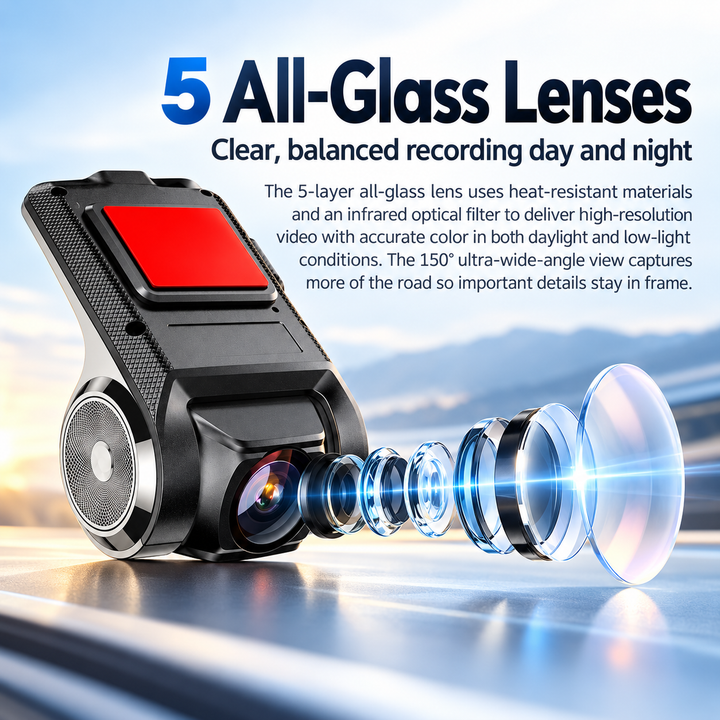 Dual Dash Cam Front and Rear Car Camera Full HD Loop Recording Monitor
