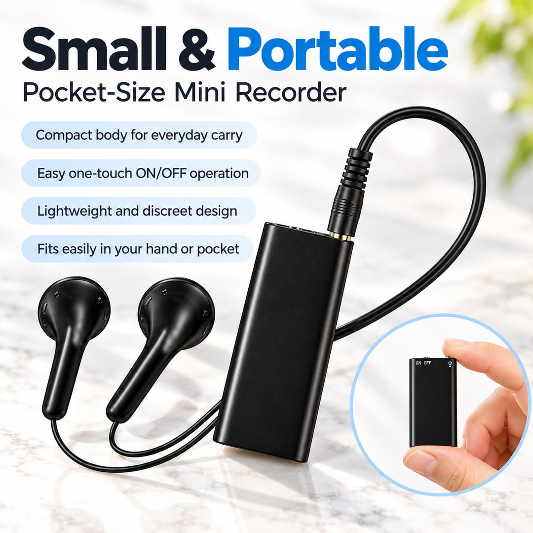 Mini Voice Recorder 8GB Portable Rechargeable Audio Dictaphone