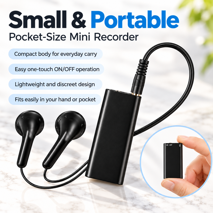 Mini Voice Recorder 8GB Portable Rechargeable Audio Dictaphone