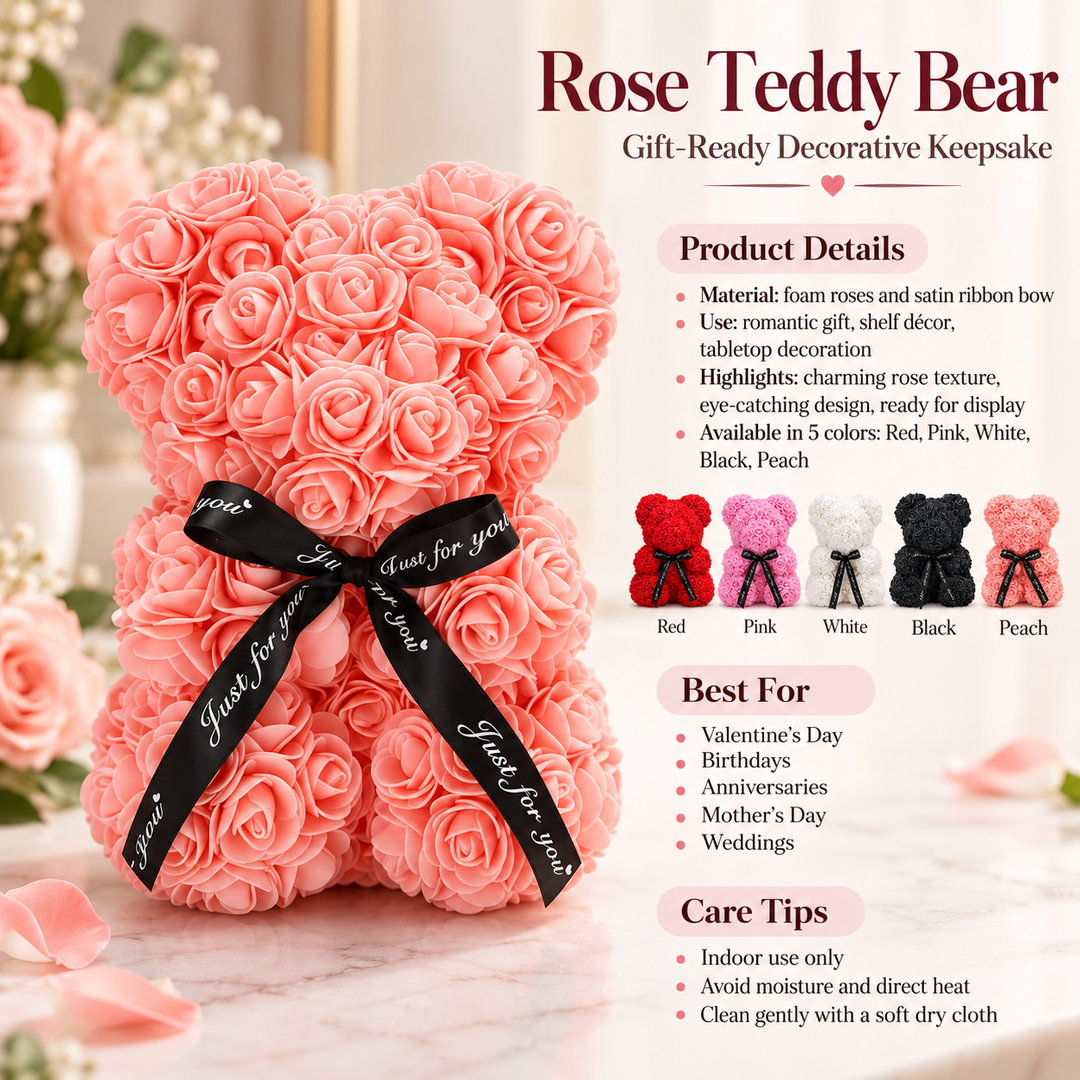 Rose Bear Handmade Luxury Flower Teddy Bear Gift for Her