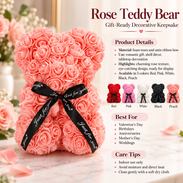 Rose Bear Handmade Luxury Flower Teddy Bear Gift for Her