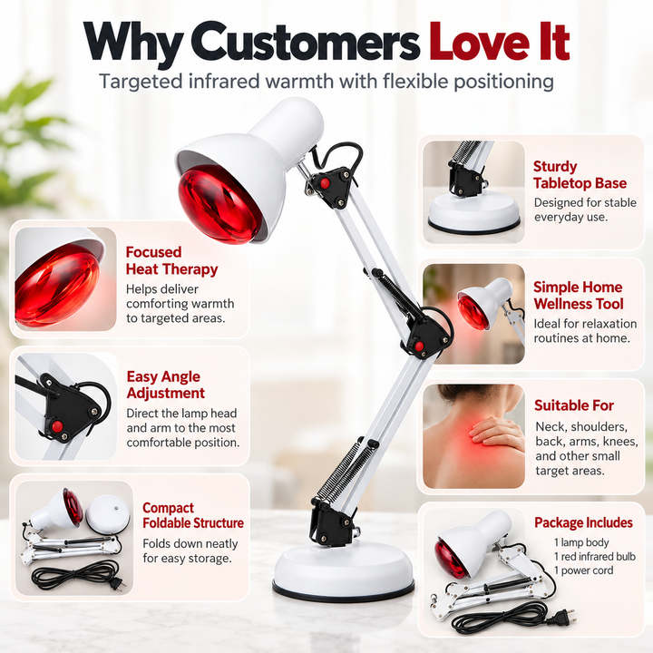 Red Light Therapy Lamp for Skin Infrared Heat with Tripod Stand