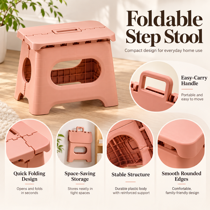Folding Step Stool with Handle Lightweight Non Slip Kitchen Stool