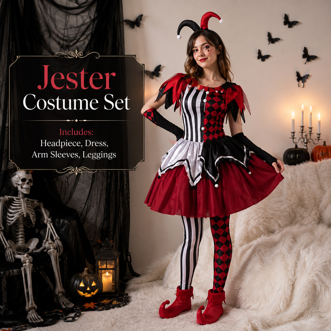 Womens Harley Quinn Dress Costume Halloween Villain Cosplay