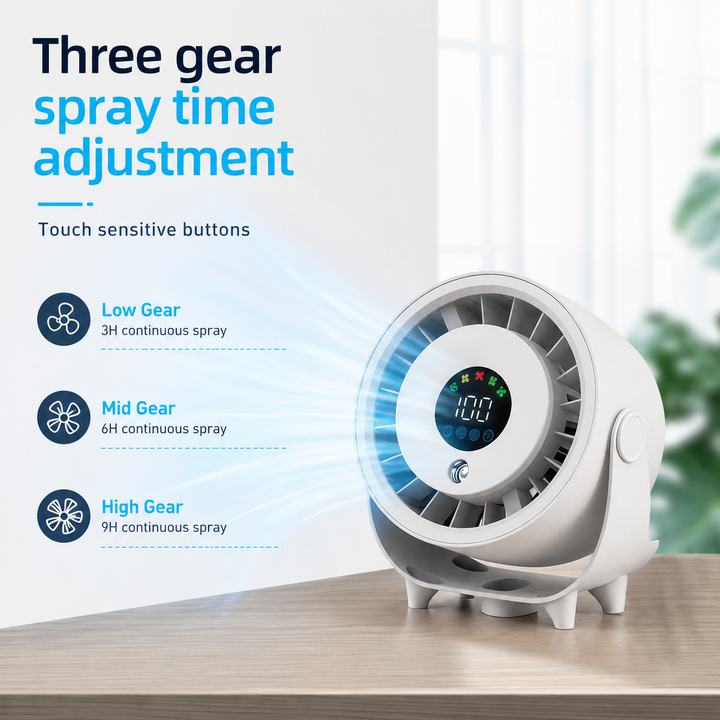 Portable Misting Fan Humidifier Digital Display Quiet Wall Mount Fan