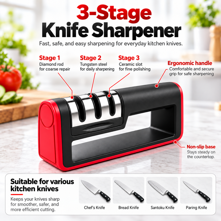 Electric Knife Sharpener 2 Stage Kitchen Blade Sharpening Tool