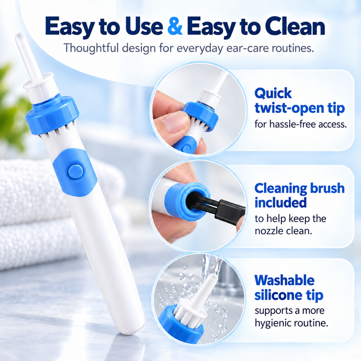 Electric Ear Wax Removal Tool Suction Cleaner Silicone Tip for Home