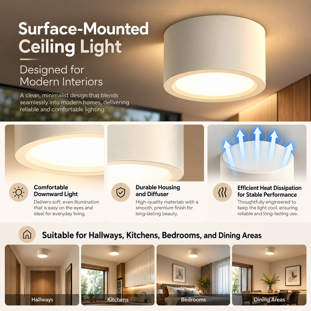 LED Flush Mount Ceiling Light Nordic Round Fixture for Rooms