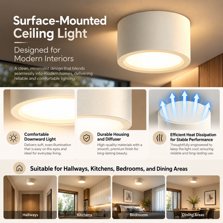 LED Flush Mount Ceiling Light Nordic Round Fixture for Rooms