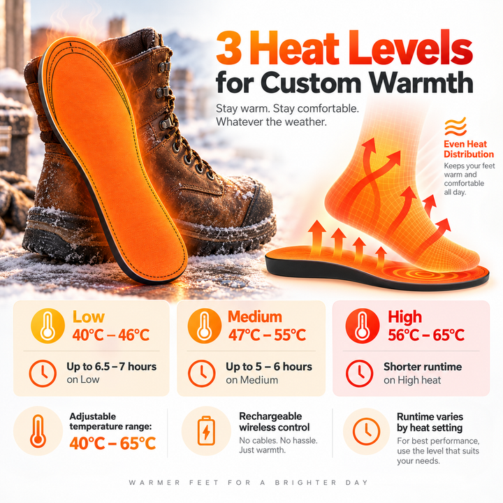 Rechargeable Heated Insoles Work Boots Thermal Foot Warmers