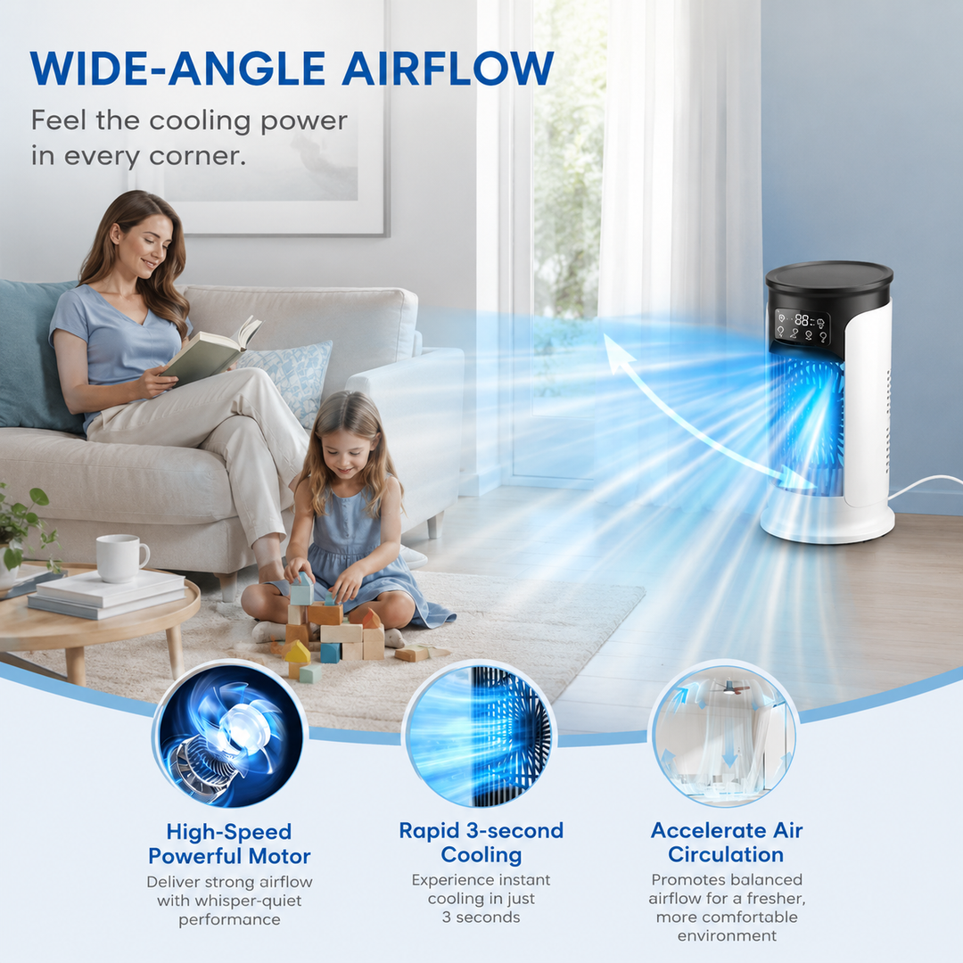 Portable Tower Fan Air Conditioner USB Mini Air Cooler Humidifier