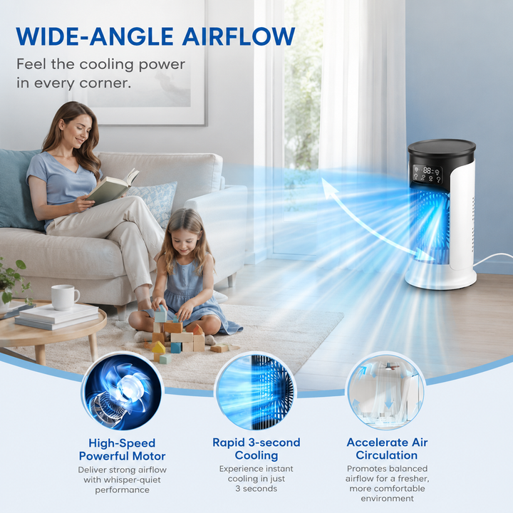 Portable Tower Fan Air Conditioner USB Mini Air Cooler Humidifier