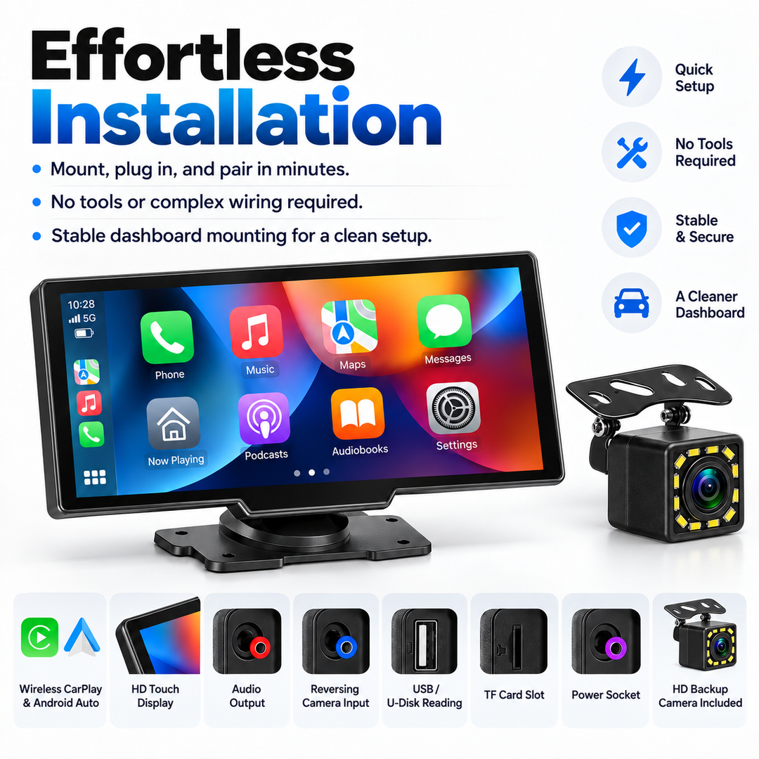 10.25 Inch Wireless CarPlay Android Auto Screen HD Car Display Monitor