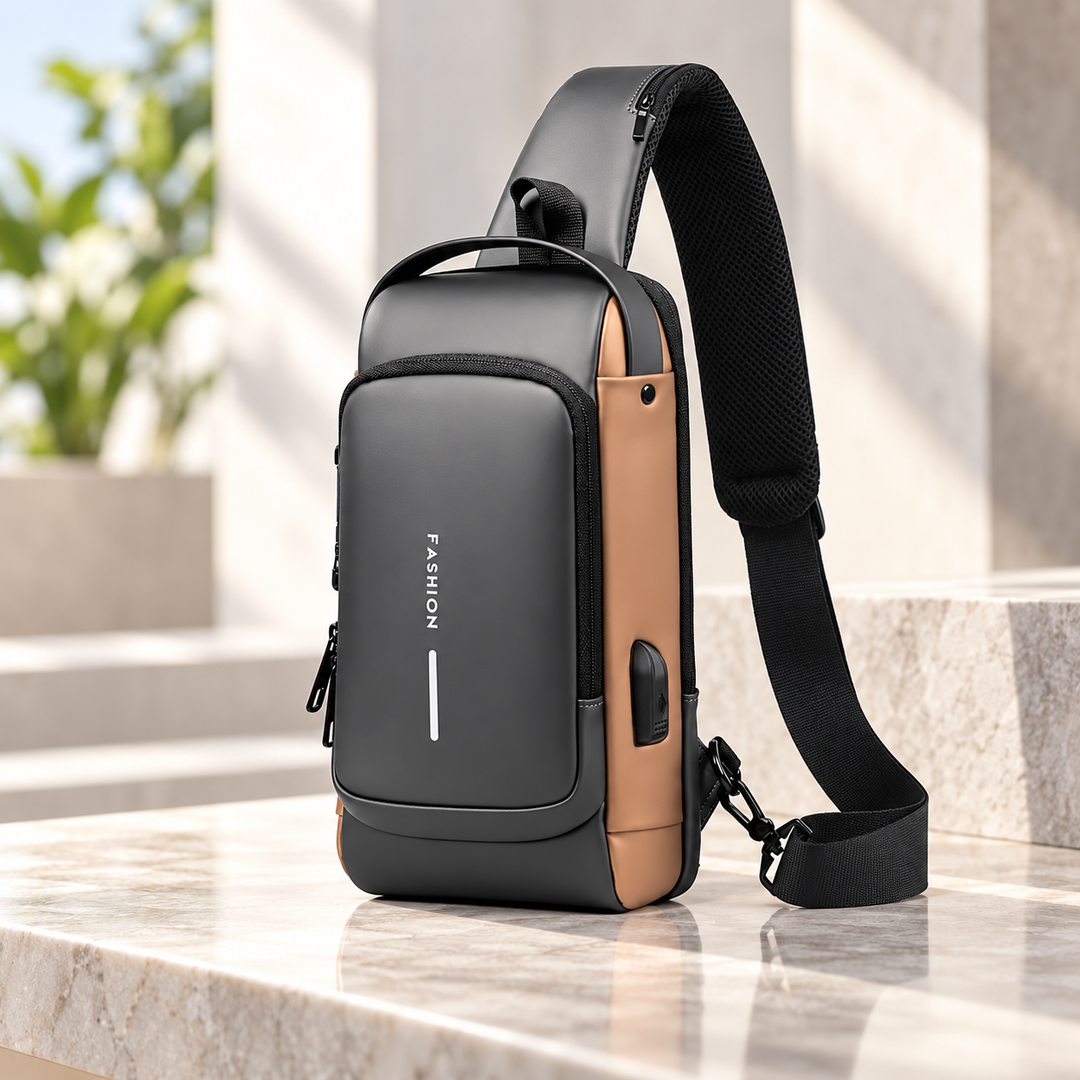 Mens Anti Theft Crossbody Chest Bag with USB Charging Port Sling Bag