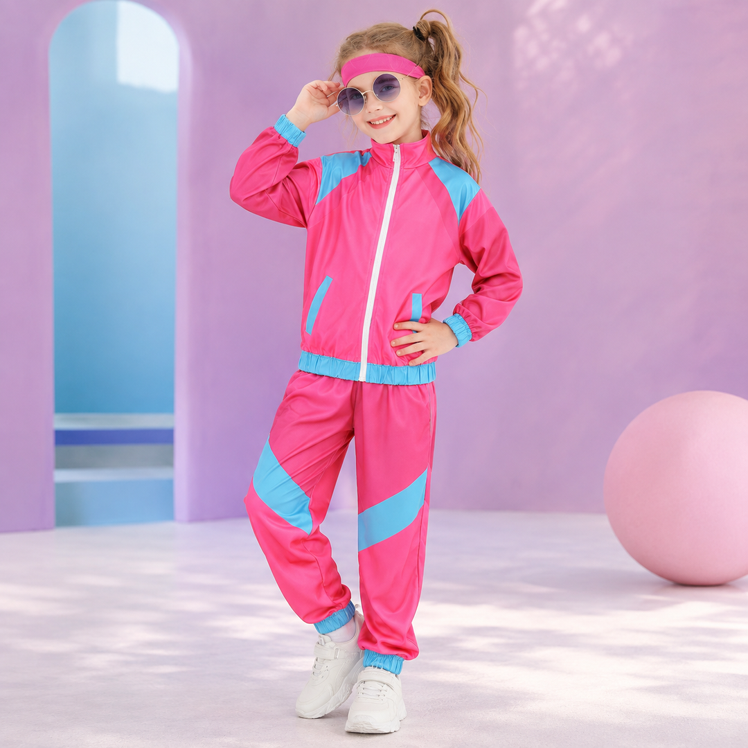 Kids Retro Tracksuit Costume 80s Dance Outfit Halloween