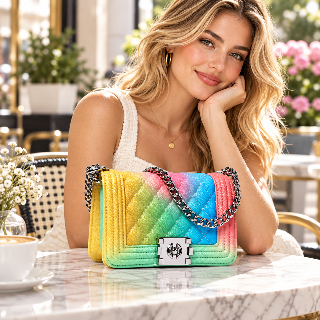 Cross Body Rainbow Purse Colourful Shoulder Handbag for Women