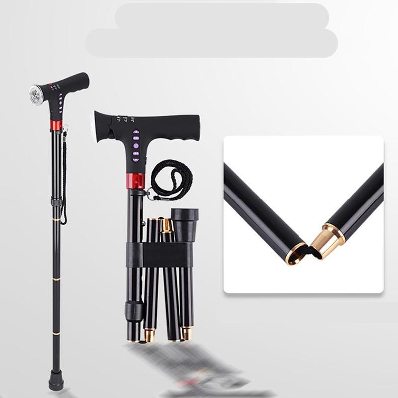 Foldable LED Walking Cane Adjustable Height Ergonomic Handle