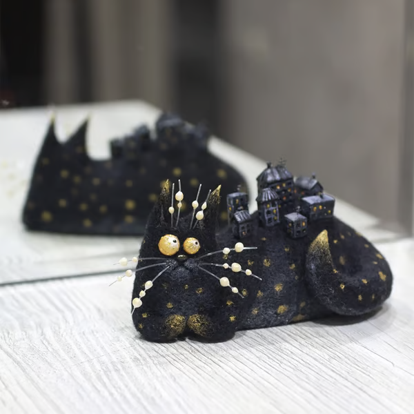 Wool Felt Figurine Set Handmade Collectible Figurines
