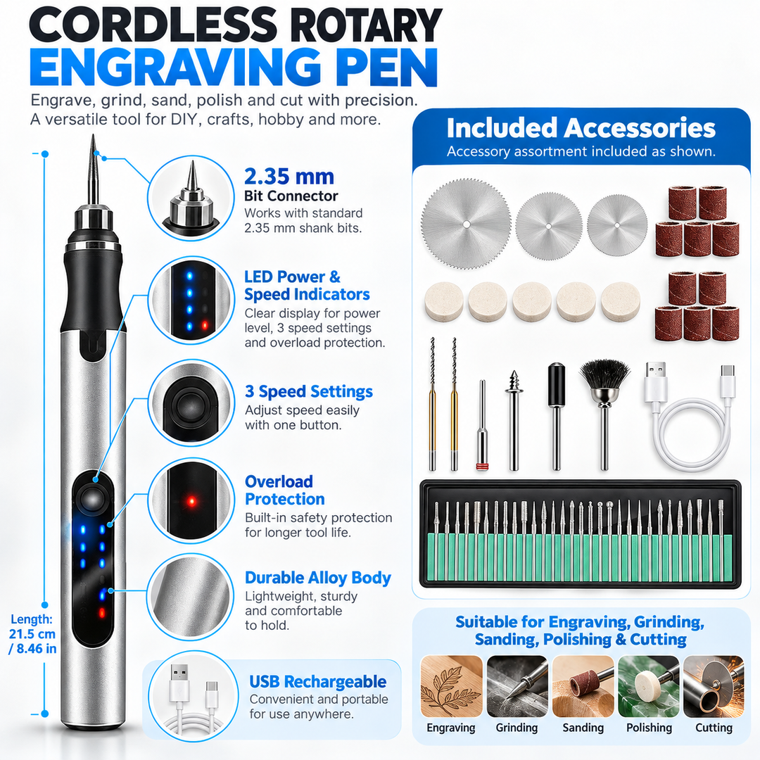 Cordless Electric Engraving Pen Rechargeable Etching Tool Metal
