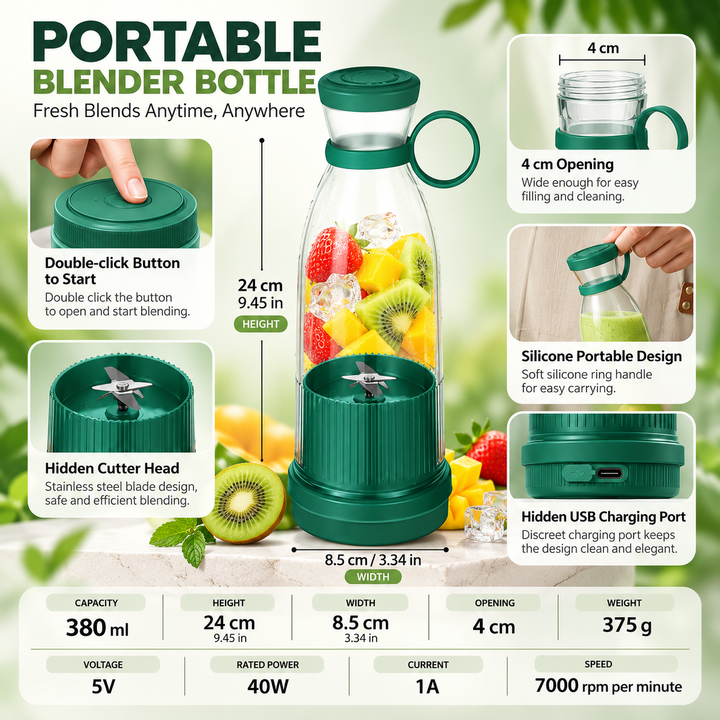 Portable Juice Blender USB Rechargeable Personal Smoothie Maker Bottle