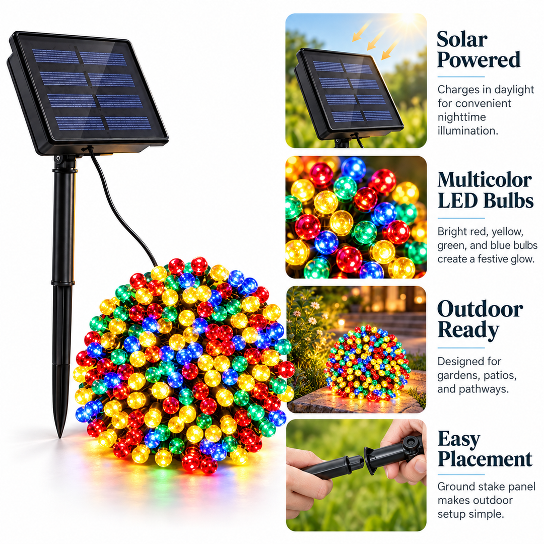 300 LED Solar Fairy Lights Warm White Outdoor Garden Lights