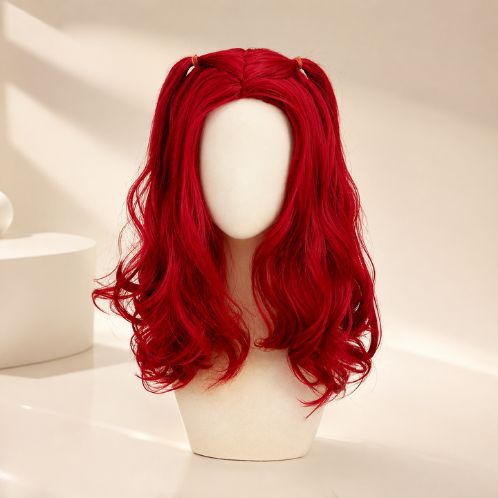 Kids Red Villain Costume with Wig Halloween Cosplay