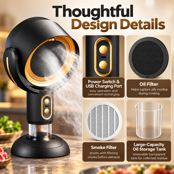 Portable Range Hood Rechargeable Kitchen Exhaust Extractor Fan