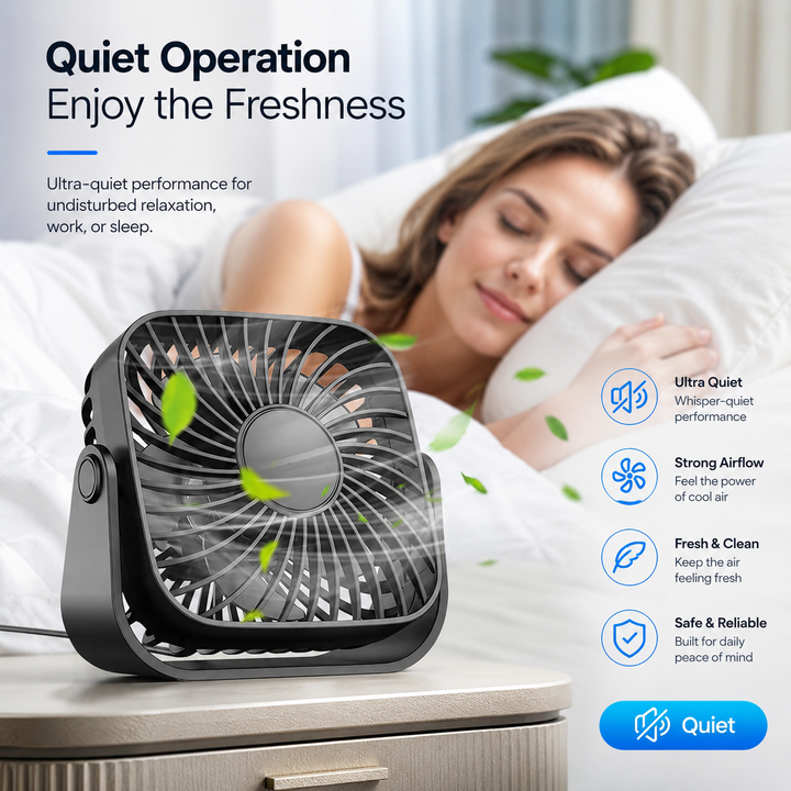 4 Inch USB Mini Portable Desk Fan 3 Speed Adjustable Personal Fan