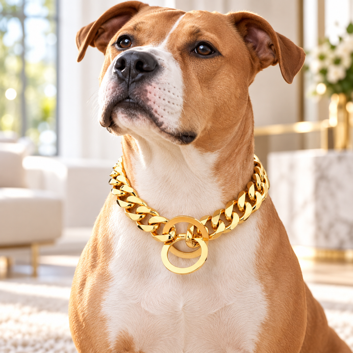 Hip Hop Cuban Chain Dog Collar 15mm Stainless Steel Pet Collar