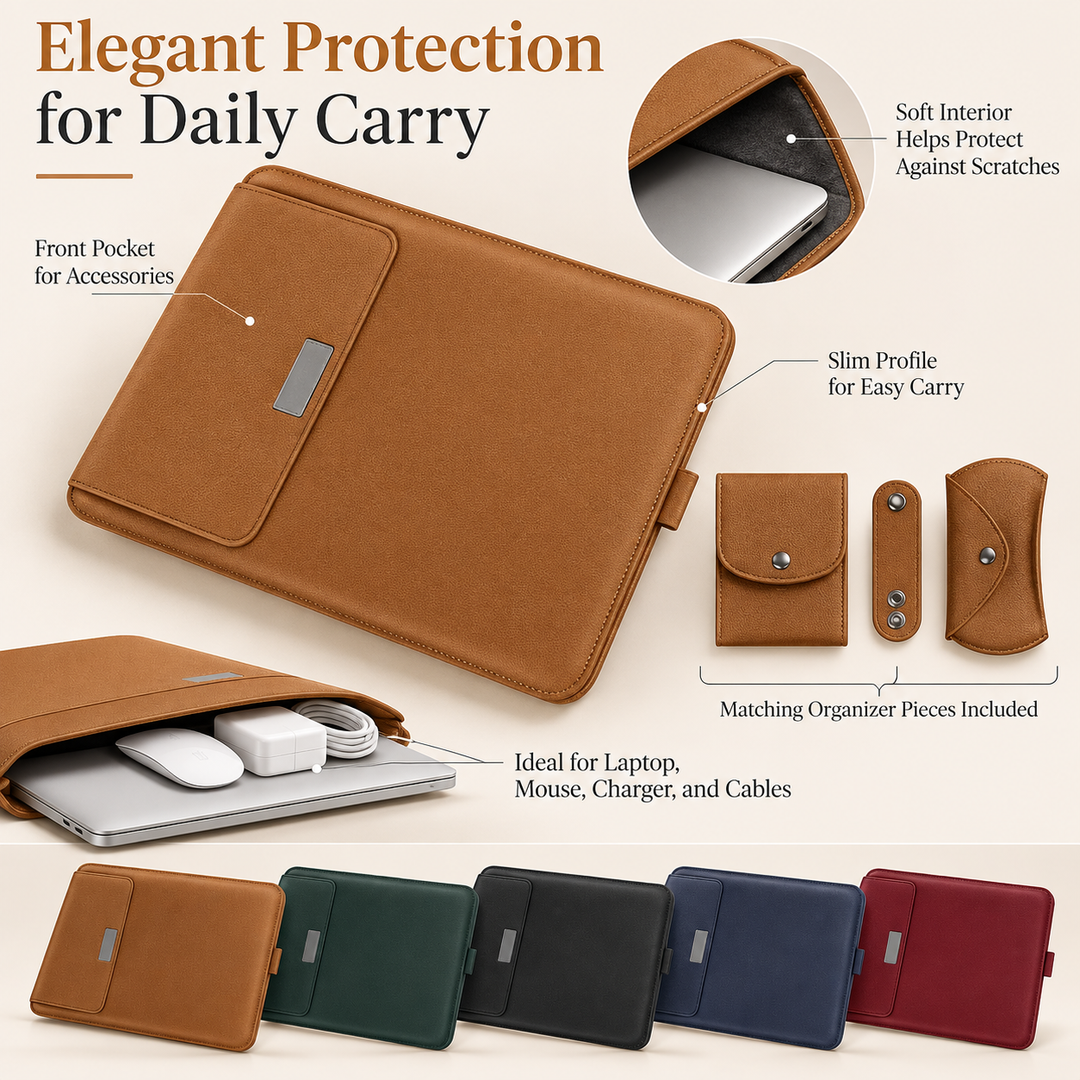4 in 1 Laptop Sleeve Slim Protective Case with Stand Pocket