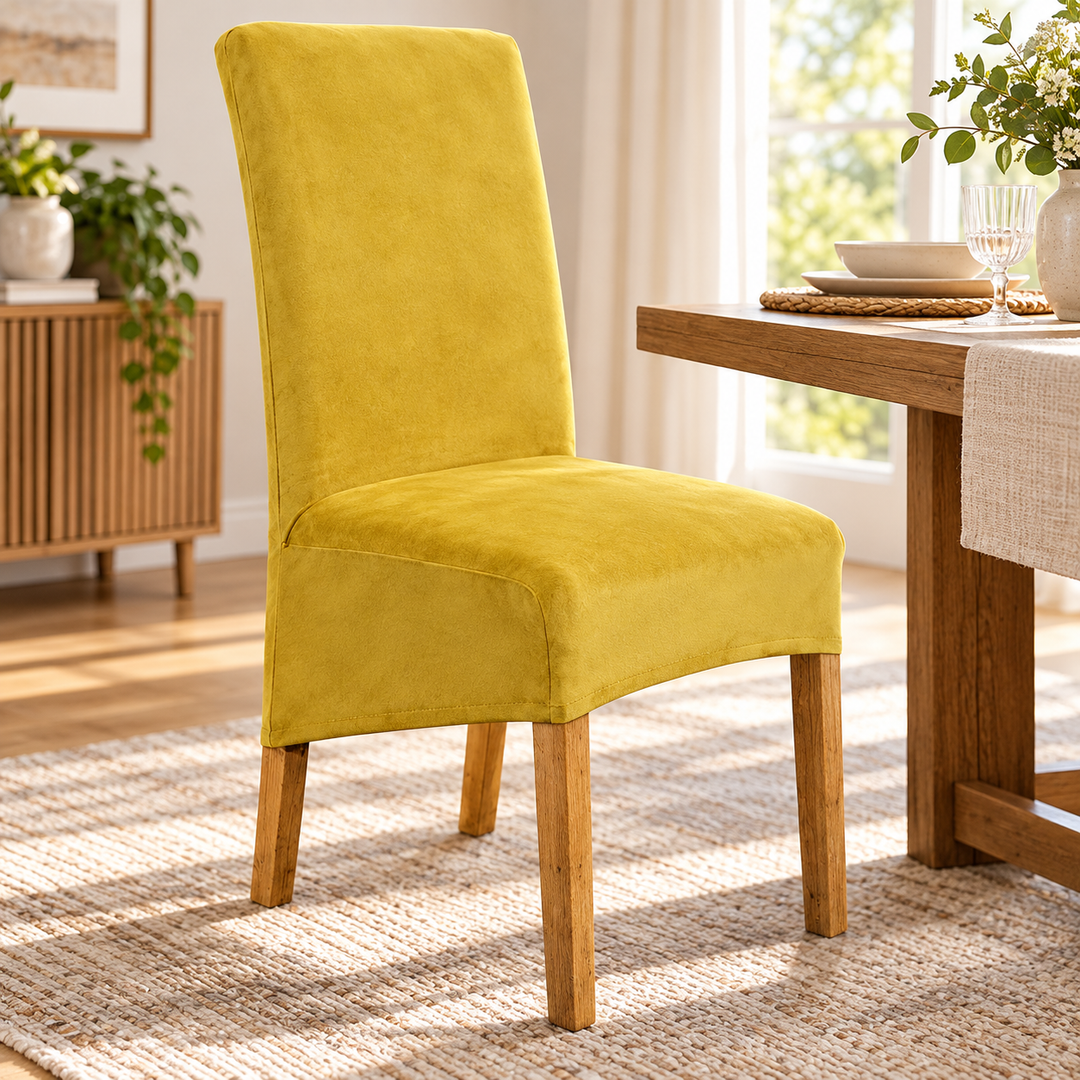 Stretch Velvet Dining Chair Covers Soft Non Slip Seat Protectors