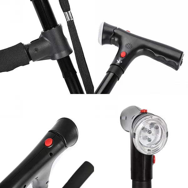 Folding Walking Cane with Built-in LED Light Stick